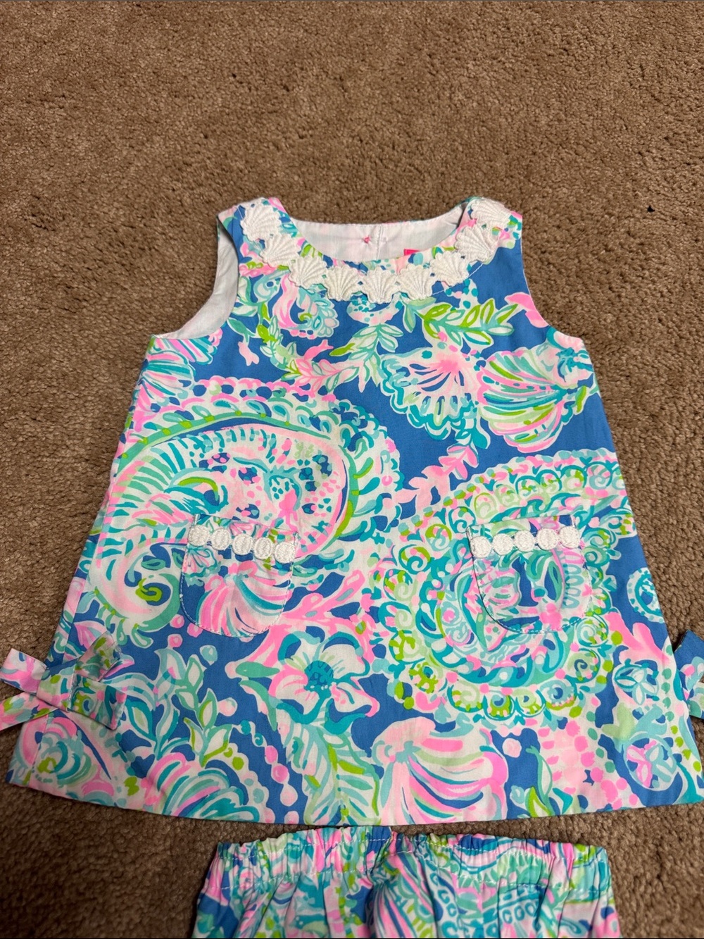 Lilly Pulitzer Blue Dress with Pink, Aqua and Lime Floral Print